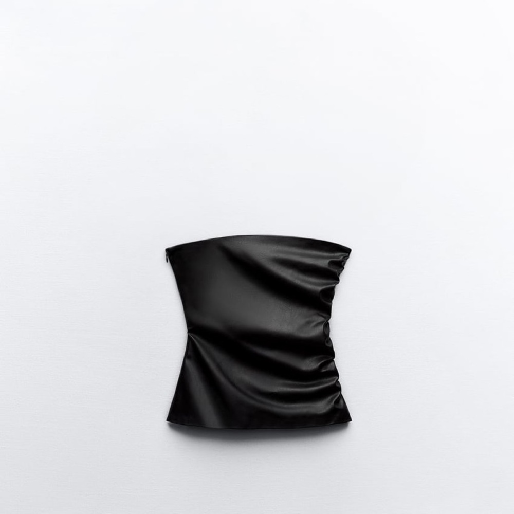 Zara strapless faux leather top